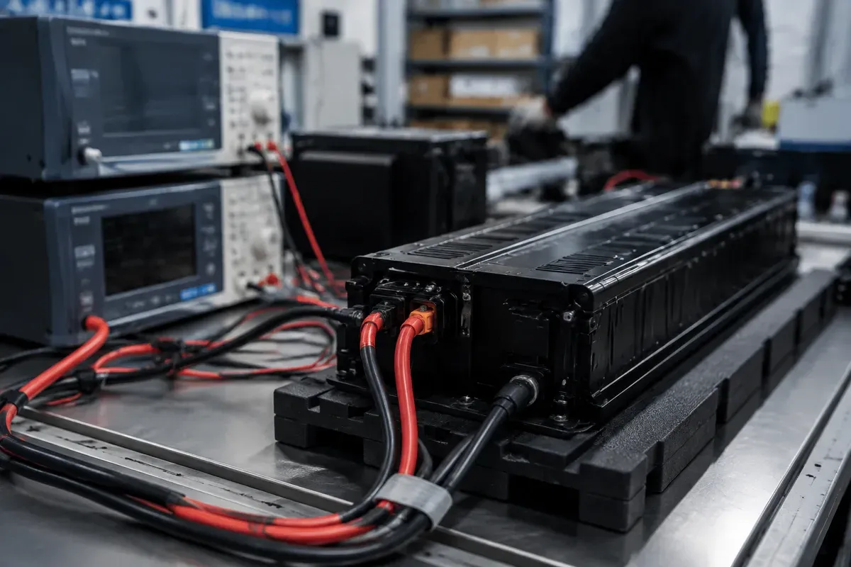 Battery pack under sustained high-current discharge with recording instruments