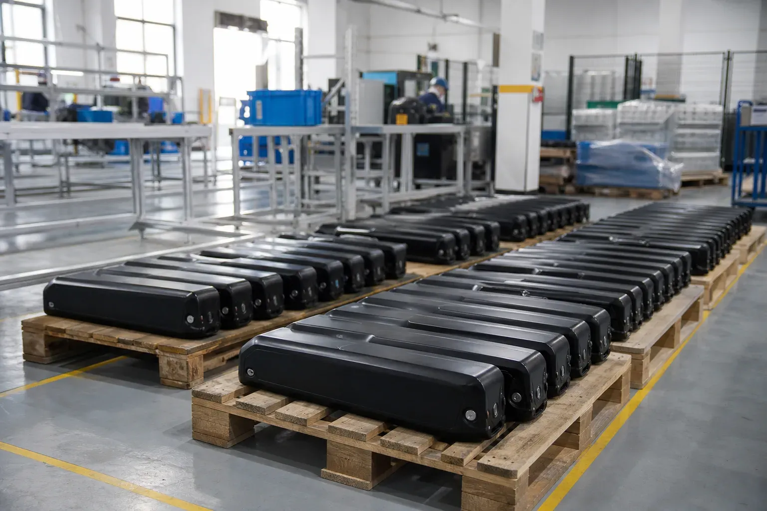 Battery production floor before export staging