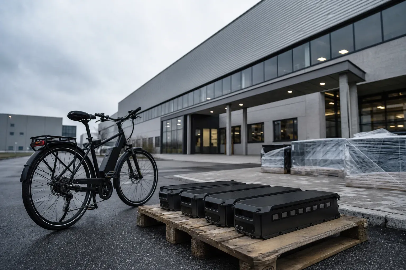 Exterior view of an industrial battery manufacturing campus