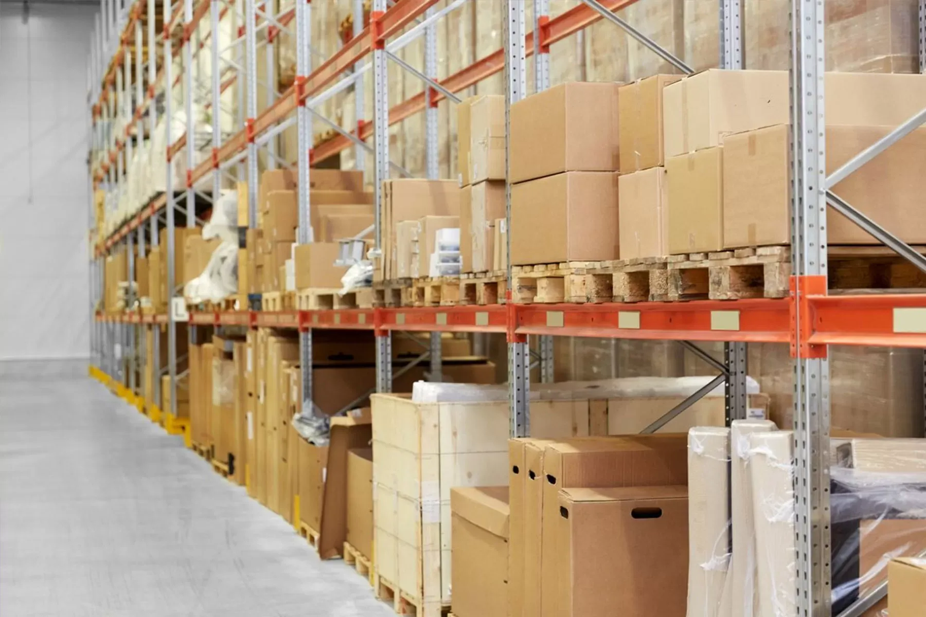 Warehouse racks prepared for battery order logistics
